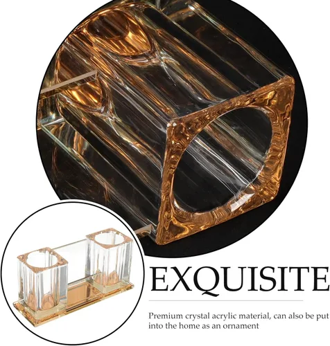 Vista 8 de Crystal Acrylic Microphone Stand Tabletop Mic Holder Stable Mic Storage Holder Desk Mount for Ktv Karaoke Light Gold