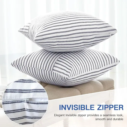 Vista 7 de OTOSTAR Paquete de 2 fundas de almohada decorativas con diseño de retazos a rayas de 18 x 18 pulgadas, fundas de cojín cuadradas para sofá Rayas
