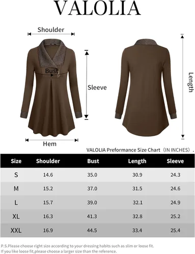 Vista 5 de VALOLIA Sudadera casual de manga larga con cremallera y solapa para mujer, túnica a la moda