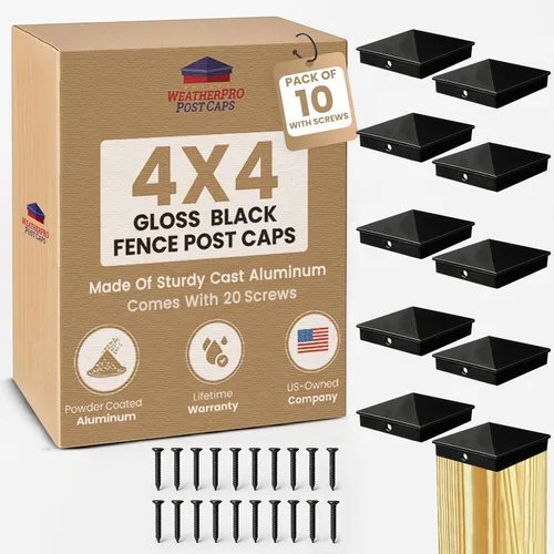 Vista 5 de WeatherPRO - Tapa para poste de 4 x 4 pulgadas, color negro (se adapta a postes de madera de 3.5 x 3.5 pulgadas), aluminio recubierto de polvo