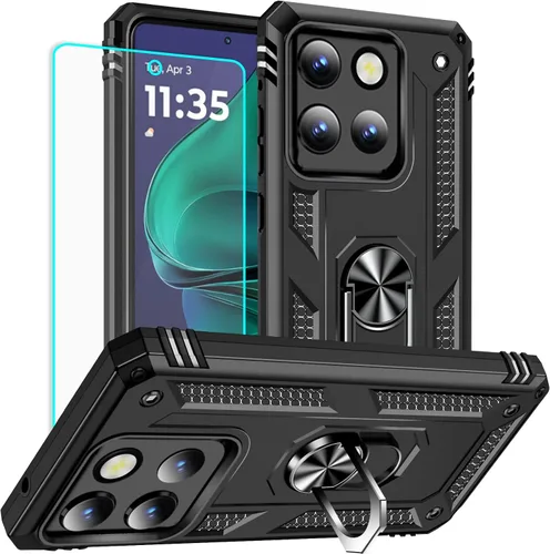 Vista 26 de Yiakeng Funda para Moto G Stylus 5G 2023, Motorola G Stylus 5G 2023 con protector de pantalla HD, fundas protectoras de grado militar con anillo