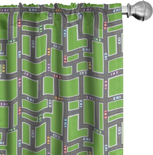 Ambesonne Car Race Track Curtains, Cartographic Intersecting Roads Activity Identical Automobiles, Window Treatments 2 Panel Set for Living Room