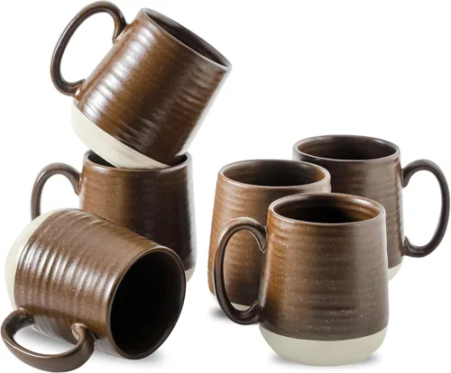 Vista 11 de Juego de tazas de café de cerámica grandes - 15 oz tazas de café con mango de porcelana, juego de 4 con mango, perfectas para capuchino, té, moca