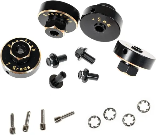 Kit de extensión de cubos de rueda hexagonales + 0.197 in para SCX24 AX24, espaciadores de rueda de cubo hexagonal extendido de latón, piezas de