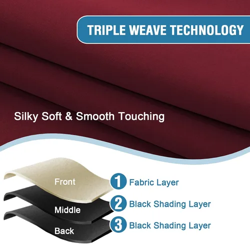 Vista 4 de H.VERSAILTEX Cortinas 100% de opacidad para dormitorio, con aislamiento térmico, cortinas opacas de 63 pulgadas de largo, cortinas de bloqueo