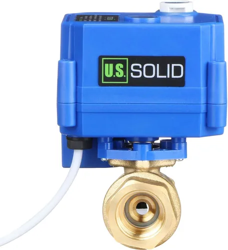 Vista 2 de U.S. Solid Válvula de bola motorizada de 1/2 "- Válvula eléctrica de latón, 9-24V AC/DC 3 cables de bloqueo (autosostenimiento), puerto completo