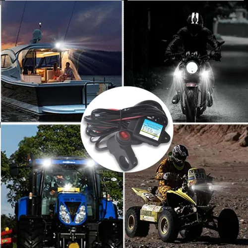 Vista 6 de Kit de arnés de cableado de interruptor Somaer para luz LED de motocicleta, con 3 modelos: siempre encendido/estroboscópico/parpadeo izquierdo