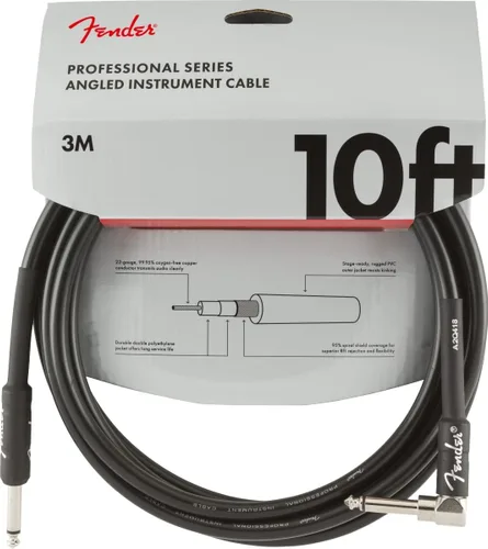 Vista 10 de Fender - Cable de instrumento de la serie profesional, cable de guitarra, accesorios de guitarra, ángulo/ángulo, negro, 6 pulgadas, paquete de 2