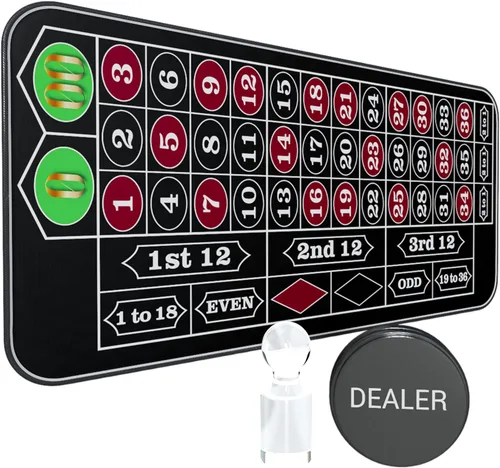 Vista 10 de Juego de ruedas de ruleta de 11 pulgadas para adultos con tapete de mesa de ruleta de goma de 35 x 16 pulgadas, rueda de ruleta de madera de 11