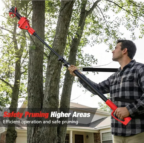 Vista 7 de Tijeras de podar eléctricas 2 en 1 para batería Mwkee M-18, podadoras de poste inalámbricas de 1.6 pulgadas de diámetro de corte de 18 V - Motor sin