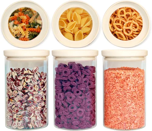 Vista 11 de Urban Green Tarro de almacenamiento de alimentos de vidrio con tapa de vidrio, juego de recipientes de alimentos con tapas herméticas, tarro