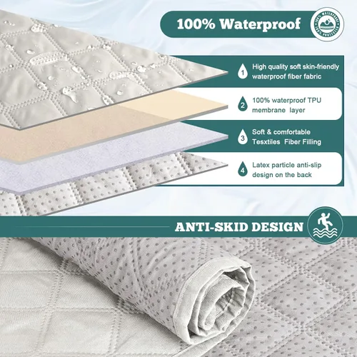 Vista 4 de Ruaozz Funda impermeable para sofá biplaza reclinable con consola, funda antideslizante para sofá reclinable dividido, con correas elásticas, Beige