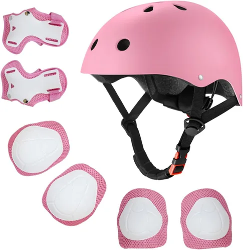 Vista 9 de Casco de bicicleta para niños de edades 2-14, casco de seguridad ajustable para niños pequeños con juego de equipo de protección, cascos