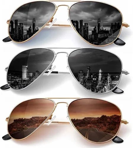 Vista 48 de KALIYADI Classic Aviator Sunglasses for Men Women Driving Sun glasses Polarized Lens UV Blocking Negro