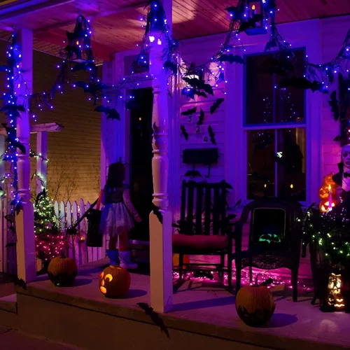 Vista 5 de Dazzle Bright - Guirnalda de luces de hadas de Halloween, 60 luces LED de 20 pies de alambre de cobre a batería y resistente al agua, decoraciones