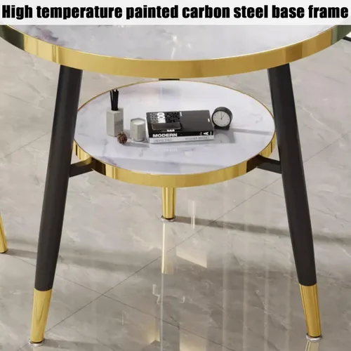 Vista 5 de YVYKFZD Office Reception Room Club Table, Simple Kitchen Dining Table Set with Storage Shelf, Round Conference Table for 4, Business Conference Room