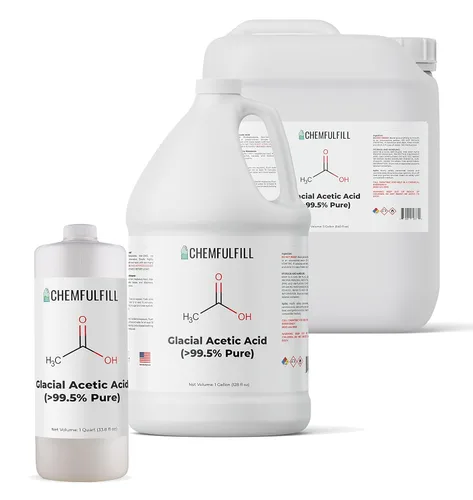 Chemfulfill - Ácido acético glacial 99% puro, ácido etanoico de alta pureza para uso industrial y de laboratorio, tamaño de media pinta (8 onzas