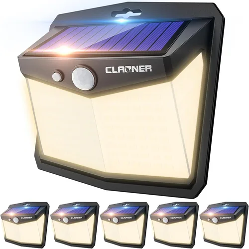 Vista 9 de CLAONER Luces solares para exteriores, [128 LED/4 paquetes] Luces solares con sensor de movimiento, 3 modos de funcionamiento, luces para exteriores
