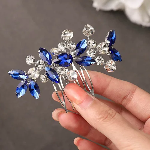 Vista 12 de Unicra Peine de pelo de novia de cristal, accesorio para el cabello con diamantes de imitación para mujeres y niñas (A-Plata)