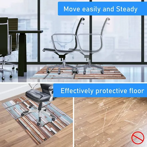 Vista 9 de Teal Hardwood Floor Desk Chair Mat, Painted Wood Board Horizontal Lines Birthdays Easter Holiday Print Backdrop Image, Protects Hardwood Floor Under