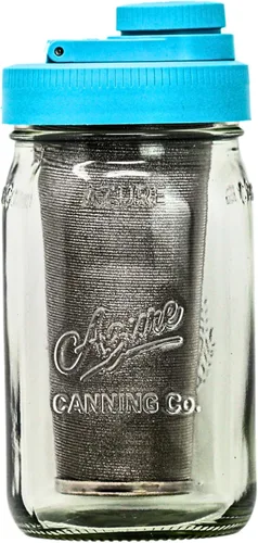 Vista 10 de Brewing America Mason Jar Cold Brew Coffee Maker Infuser: Hecho en Estados Unidos Frasco Mason de boca ancha con tapa de rosca superior, filtro