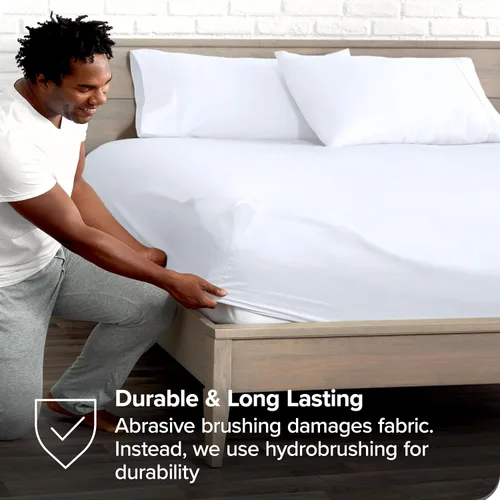 Vista 4 de Bare Home Juego de Sábana Bajera + Fundas de Almohada - Microfibra Ultra-Suave de Lujo 1800 - Doble Cepillado - Bolsillos Profundos - Ajuste Fácil