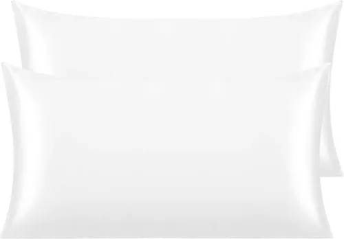 Vista 50 de NTBAY Paquete de 2 fundas de almohada estándar de satén para cabello y piel, lujosas y sedosas fundas de almohada con cierre de sobre, 20 x 26