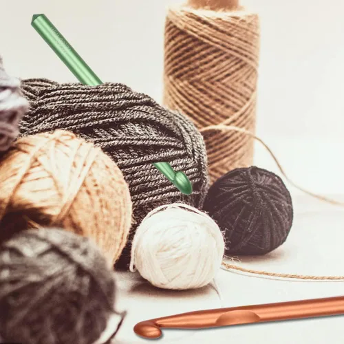 Vista 5 de Gancho de ganchillo de gran tamaño de 0.394 in, aguja de ganchillo larga QLRFFLJOY de metal, herramientas de tejido de hilo para tejer mantas