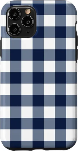Vista 29 de Navy Blue Gingham Check Navy White Buffalo Plaid Case for iPhone 17