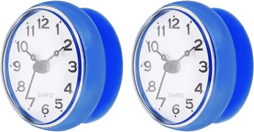 Vista 12 de PATIKIL Reloj de ducha impermeable, paquete de 2 mini relojes de pared silenciosos sin tictac con ventosa para baño, cocina, decoración del hogar