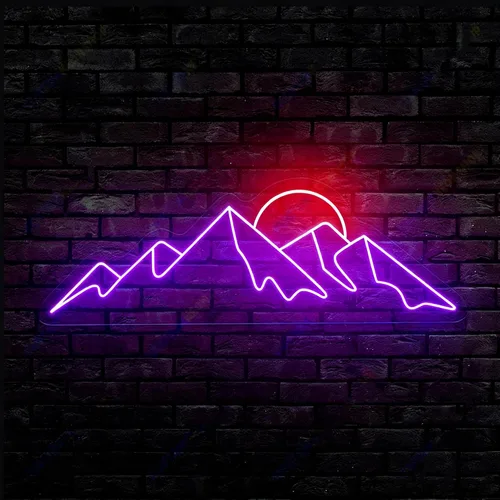Vista 4 de LED Mountains Sunrise Sunset Wave Neon Signs Dimmable 5V USB Power Neon Lights Wall Art Decorative Lamp for Home Preppy Dorm Salon Decor Bar Party
