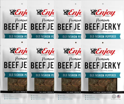 Vista 31 de Enjoy Black Beef Jerky de 16 onzas (paquete de 1) Estilo tradicional Alto en proteínas Bajo en grasa Cero grasa trans Sin conservantes