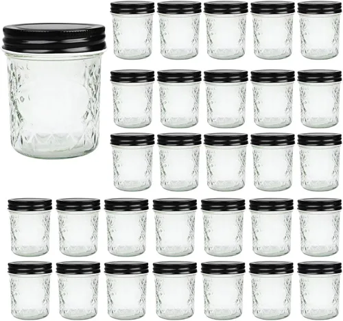 Vista 8 de QAPPDA Tarros de vidrio con tapas de 8 onzas, tarros de conservas para encurtidos y almacenamiento de cocina, tarros de especias de boca ancha
