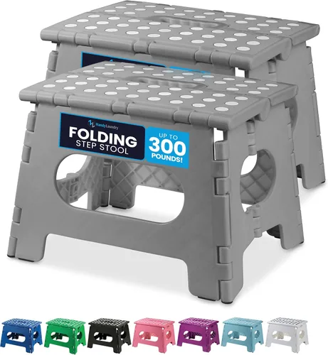Vista 27 de Handy Laundry Taburete plegable de paso - Taburete plegable lo suficientemente resistente para apoyar a adultos y lo suficientemente seguro