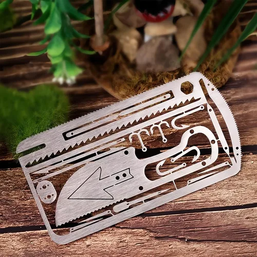 Vista 2 de 6 tarjetas de supervivencia multiherramienta de pesca, la mejor herramienta multiherramienta para situaciones de supervivencia para pesca al aire