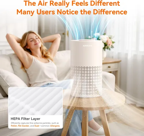 Vista 8 de AIRROMI Purificador de aire para dormitorio con A2001 beige cremoso