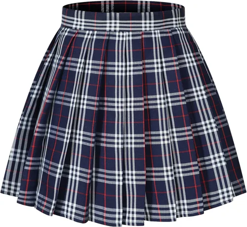 Vista 11 de Faldas plisadas a cuadros de cintura alta para mujeres y niñas, talla grande, uniforme escolar, mini disfraces de cosplay