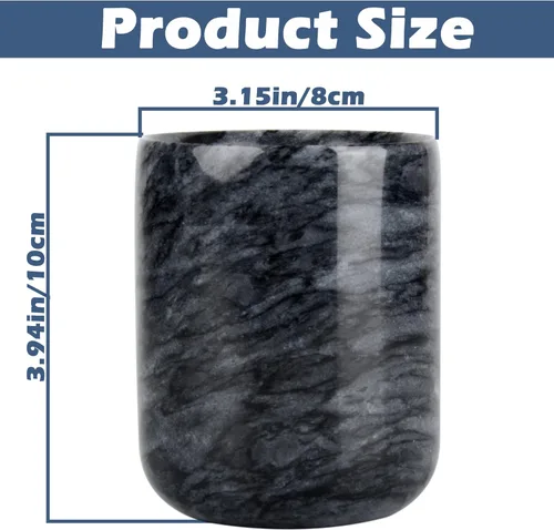 Vista 2 de Soporte para cepillos de dientes, taza de cepillo de dientes de mármol hecha a mano, organizador de cepillos de dientes de piedra para soporte