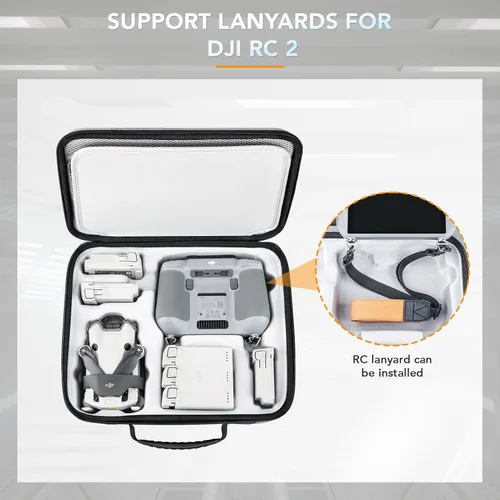 Vista 4 de Lykus Spartan MM400 - Funda de transporte para DJI Mini 4 Pro/Mini 3/Pro, compatible con hasta 7 baterías y cordón RC [solo funda]