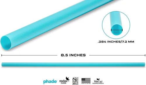 Vista 3 de phade Pajitas gigantes ecológicas de 8.5 pulgadas, 1200 unidades, biodegradables marinos sostenibles, compostables, envueltos individualmente
