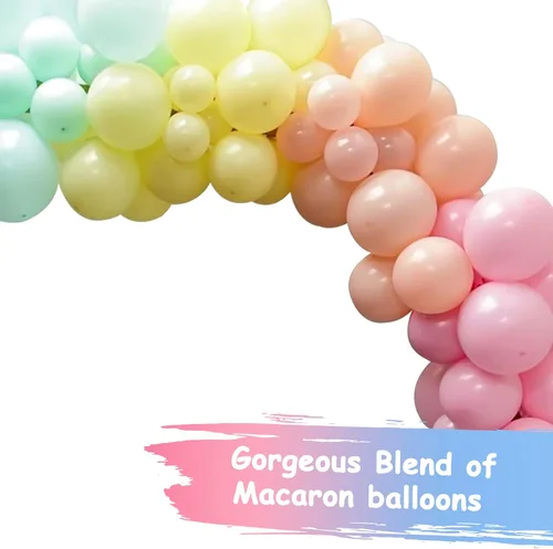 Vista 4 de JOGAMS - Kit de guirnalda de globos pastel, paquete de 126 arcos de globos arcoíris, 5/12/18 pulgadas, juego de globos de colores surtidos