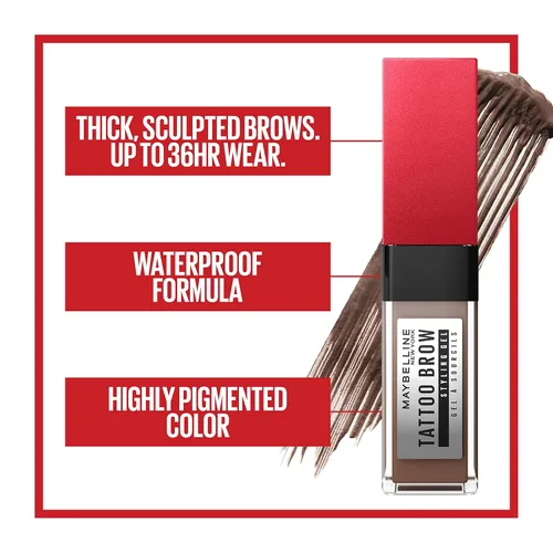 Vista 6 de Maybelline Tattoo Studio Gel de Estilo para Cejas, Maquillaje de Cejas Impermeable, Tinte para Cejas para un Uso de Hasta 36 Horas, Rubio, 1 Unidad