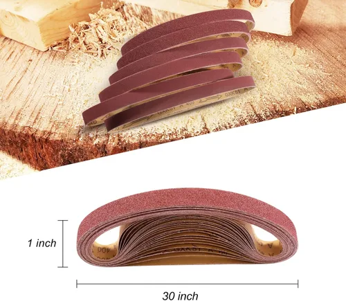 Vista 2 de S SATC Bandas de lijado de 1 cinta de lijado de 30 pulgadas, banda de lijadora, papel de lijadora