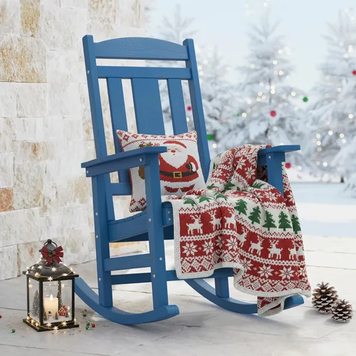 Vista 16 de LUE BONA - Silla mecedora para exteriores, resistente al clima, de plástico HDPS, con capacidad de 350 libras, mecedora de porche de gran