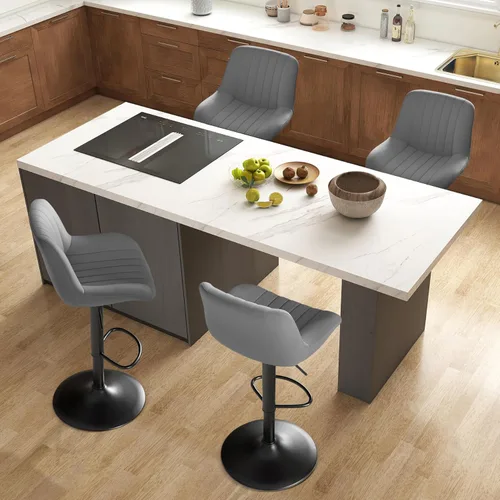 Vista 24 de Nalupatio Bar Stools Set of 1, Adjustable Modern Swivel Bar Stools with Backs, Counter Height Performance Fabric Island Chairs for Home Kitchen