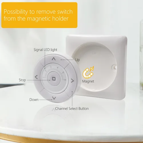Vista 4 de AC134-06 Control remoto inalámbrico de pared RF - Transmisor de repuesto de 6 canales para sombra individual, sala de grupo y control de sombra