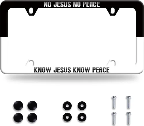 Vista 13 de 2 piezas de marco de placa de matrícula con bandera estadounidense y águila patriótica, marco de placa de matrícula de acero inoxidable colorido