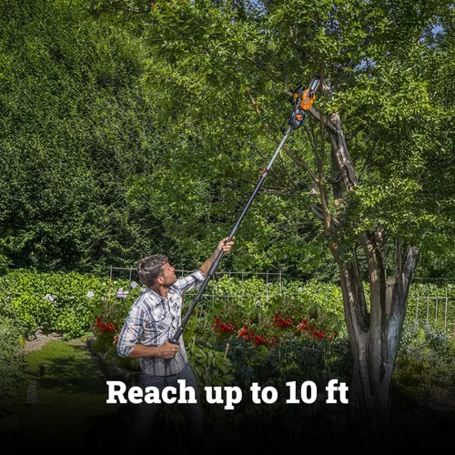 Vista 3 de Sierra de poste WORX, sierra de poste eléctrica de 10 pulgadas de 8 amperios, hasta 10 pies, velocidad de cadena de 28 pies/s