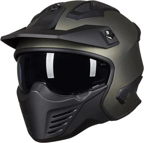Vista 12 de ILM Medio casco de motocicleta de cara abierta 3/4 para motocross, ciclomotor, ATV, UTV, Motocross, Cruiser, Scooter DOT modelo 726X (negro mate, S)