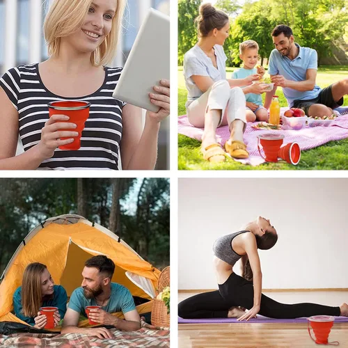 Vista 2 de Collapsible Cup - Silicone Foldable Cup-Expandable Folding Drinking Cup -Reusable Portable Mugs Cup For Travel, Camping, Hiking, Survival, Car